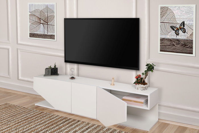 Hanah Home Soporte TV Blanco 180x40x30cm Tablero Partículas Melaminado Moderno Elegante